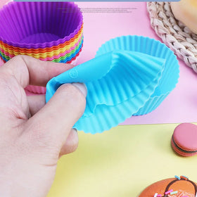 Home Kitchen Use BPA Free 12pcs/set Mini Multi-Color Round Silicone Mold Muffin Pudding Cupcake Mould
