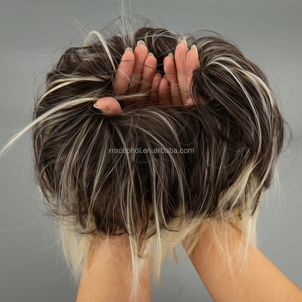 Messy Curly Dish Hair Bun Extension Easy Stretch Hair Combs Clip in Ponytail Extension Scrunchie Chignon Tray Ponytail Hairpiece
