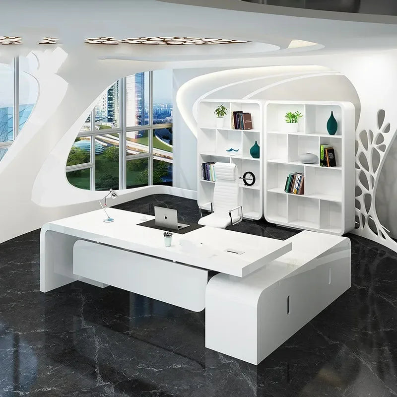 Modern Extendable L-Shaped Executive Office Desk with Customized Color and Size Luxury Design