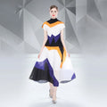 Print Ruched Pleated Chiffon Short Sleeve T-Shirt Loose Elastic Knee-Length Long Skirt 2-Piece Set High Quality Women's Bohemian