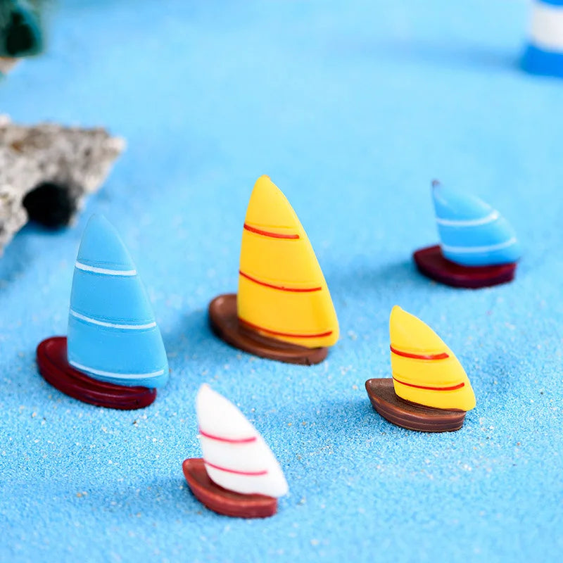 Fairy Garden Miniaturessailboat Animal Model Figures DIY Terrarium & Doll House Decor Moss Landscape Accessories