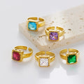 Beimai OEM Ring Colorful Zircon 18k Gold Plated Titanium Steel Open Adjustable Ring