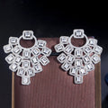 Sparking White Trapezoid Cubic Zircon Crystal Women's Delicate Geometric Big Drop Earrings for Wedding Prom Jewelry Accessories