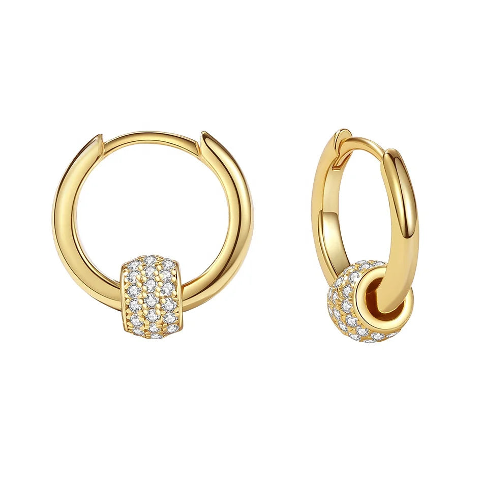 New Design 925 Sterling Silver Jewellery Wholesale 18k Gold Vermeil Pave Cz Huggie Hoop Earrings