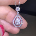CAOSHI Crystal Water Drop Stone Pendant Zircon Necklaces for Women White Gold Pear CZ Wedding Ladies Necklace