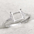 Sterling Silver 5*6mm Semi Mount Ring Square Shape Empty Frame Blank Claws Setting S925 Base Without Center Stone for Inlay DIY