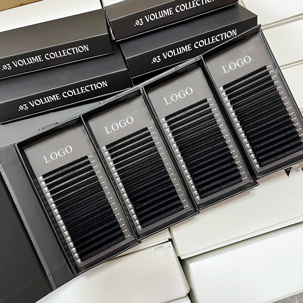 Private Label 0.03 0.05 0.07 Soft Cashmere Lash Extensions Matte Dark Black Mink Individual Volume Lash Trays
