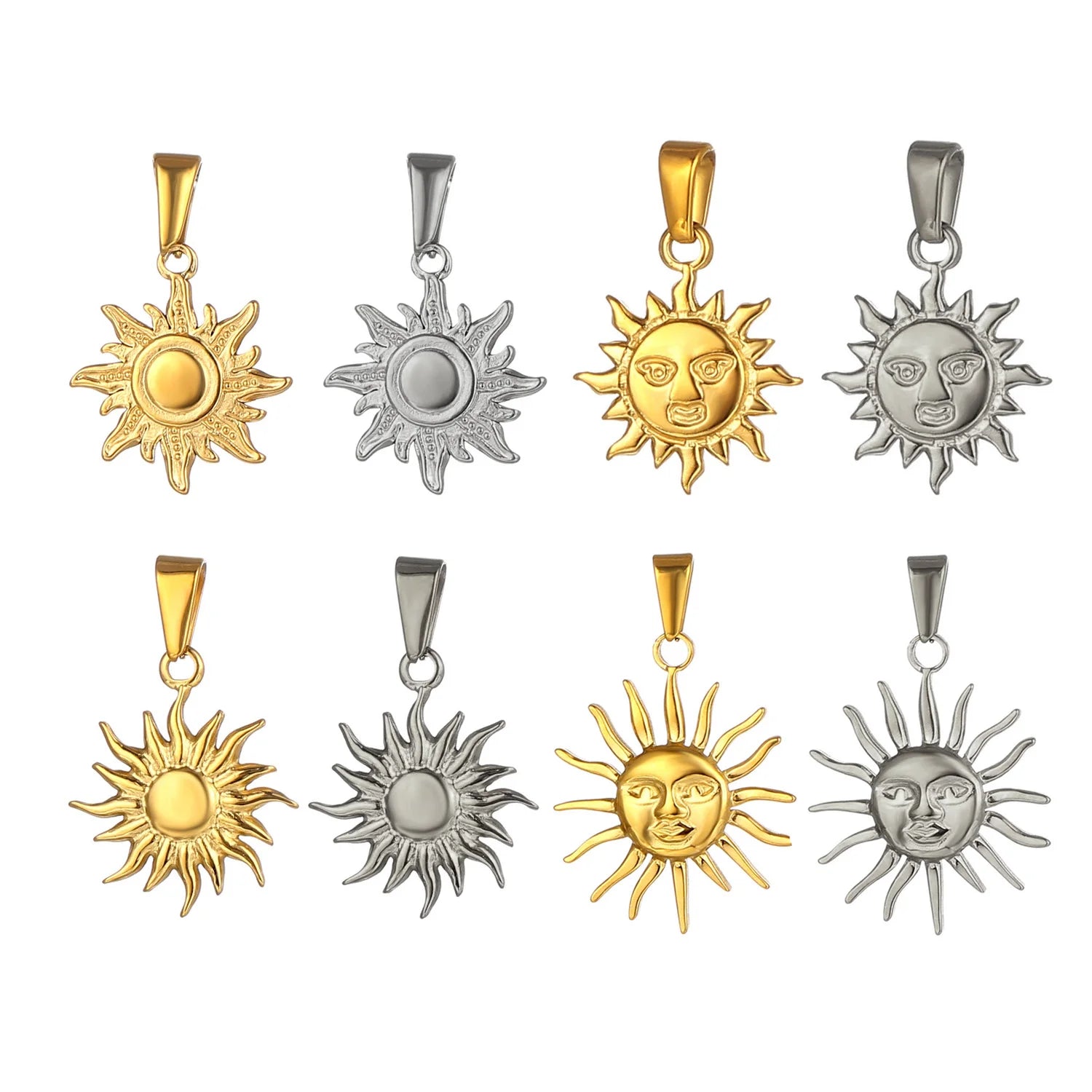 Wholesale Custom Sun Necklace Boho Style Sunshine Jewelry Stainless Steel Women 18K Gold Plated Sun Flower Charm