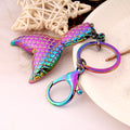 Fashionable Bag Accessories Rainbow Metal Mermaid Tail Shaped Pendant Keychains for Woman