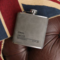 Custom Laserable Leatherette Portable Travel 6oz Stainless Steel Grey Pu Leather Hip Flask for Groomsmen Wedding Party Gifts