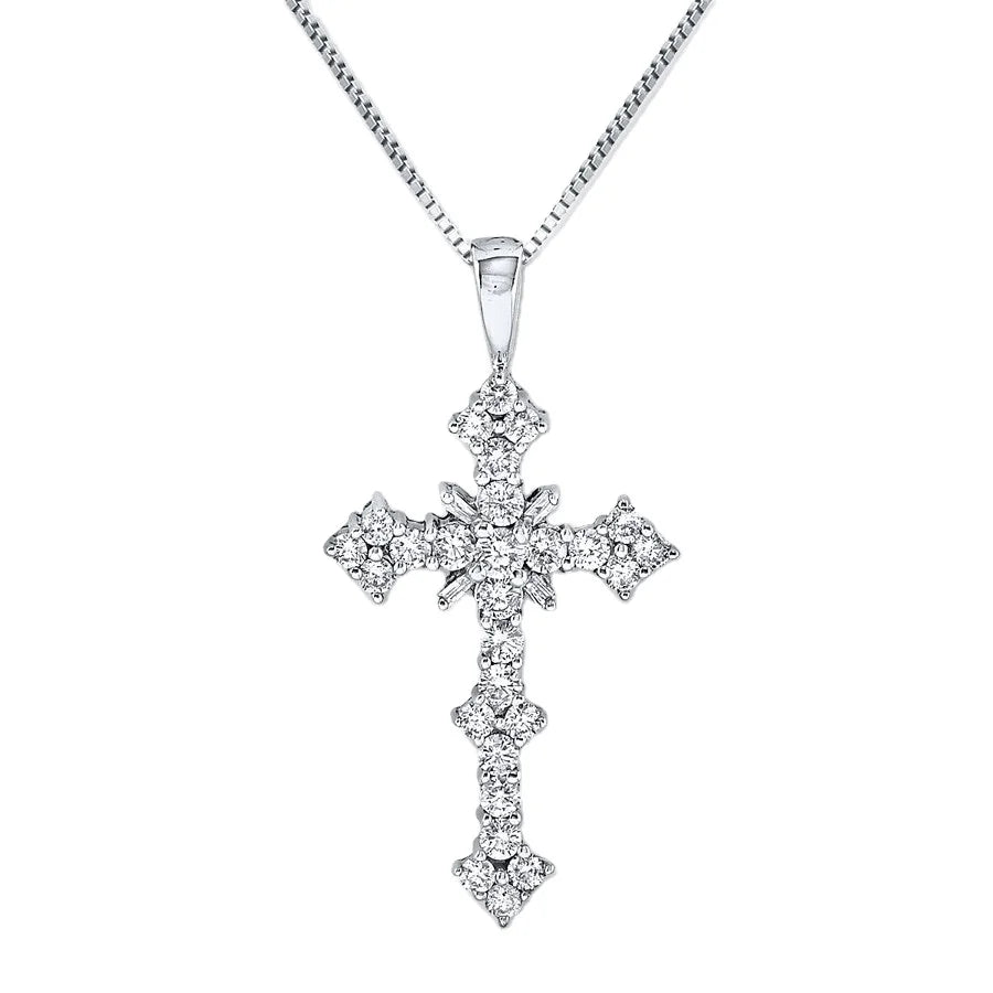 Wholesale Custom Sterling Silver Cubic Zirconia Crystal Cross Pendant Necklace
