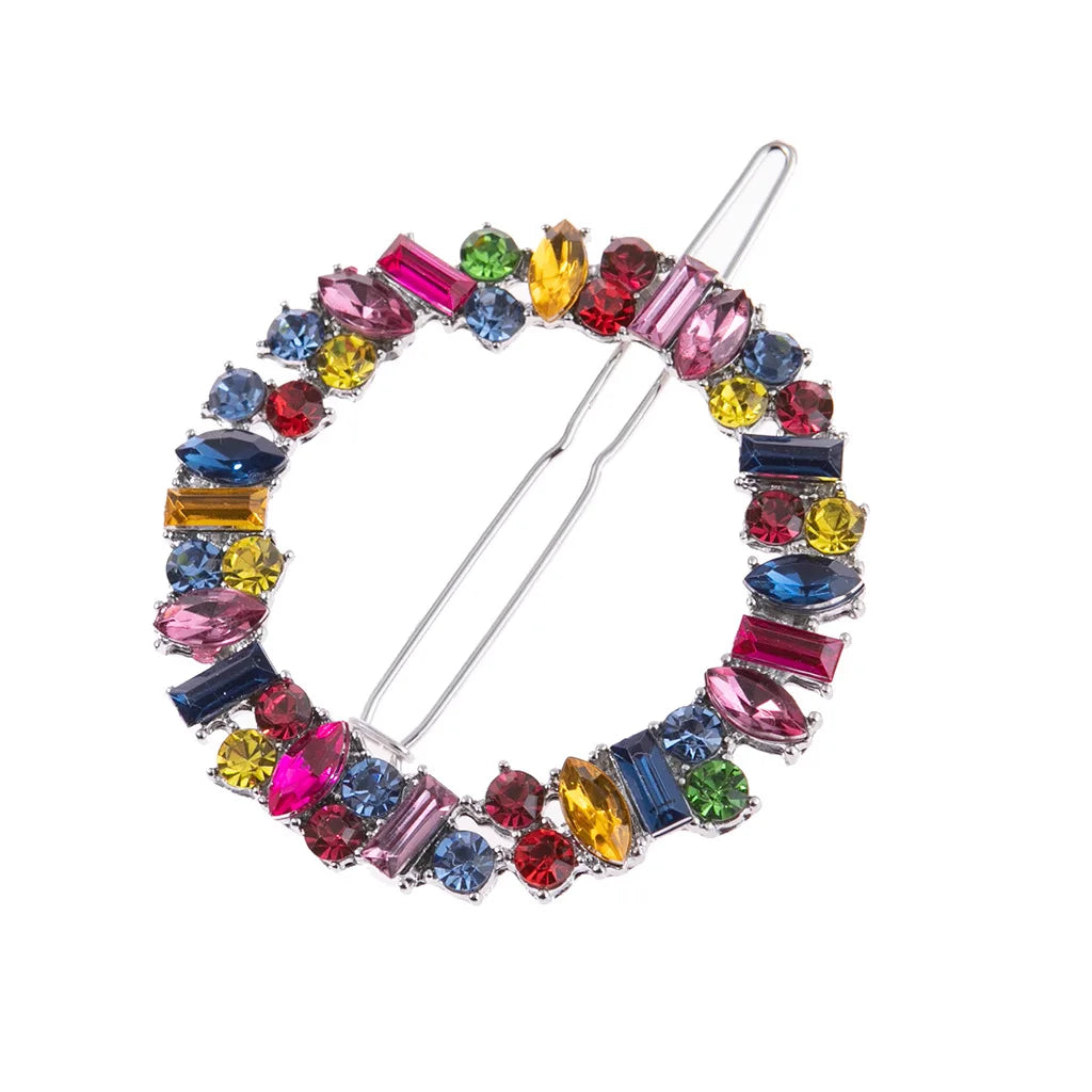 Wholesale Alloy Rhinestone Colorful Zircon Women Hair Clips Metal Hair Pin Crystal Hair Accessories