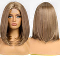 Golden Synthetic Wig Lace Hallline Multi-level Mixed Stripe Wig Heat Resistant Lace Smooth Wig Hot Sale FTL007