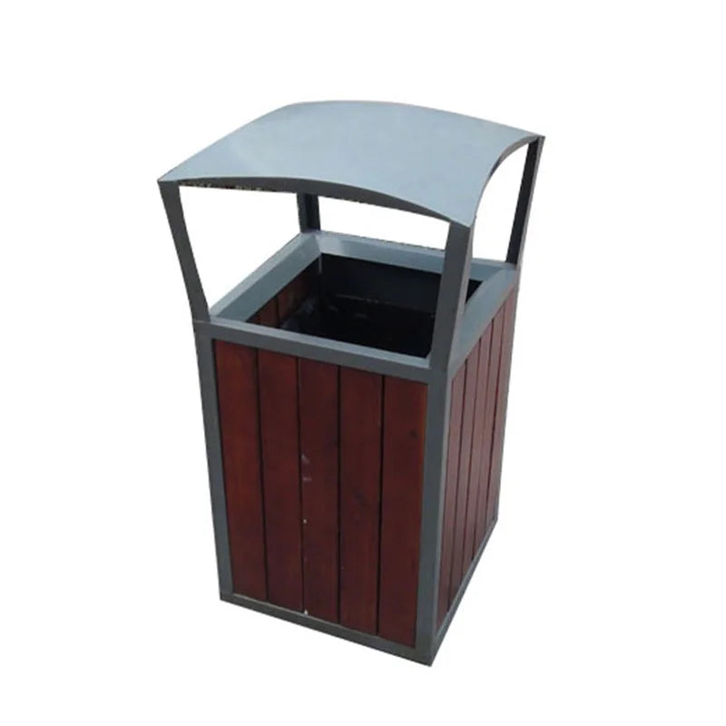 Outdoor Wood Plastic Composite Garbage Container Trash Can Park Street Waste Bin Communal Public Commercial Recycling Dustbin