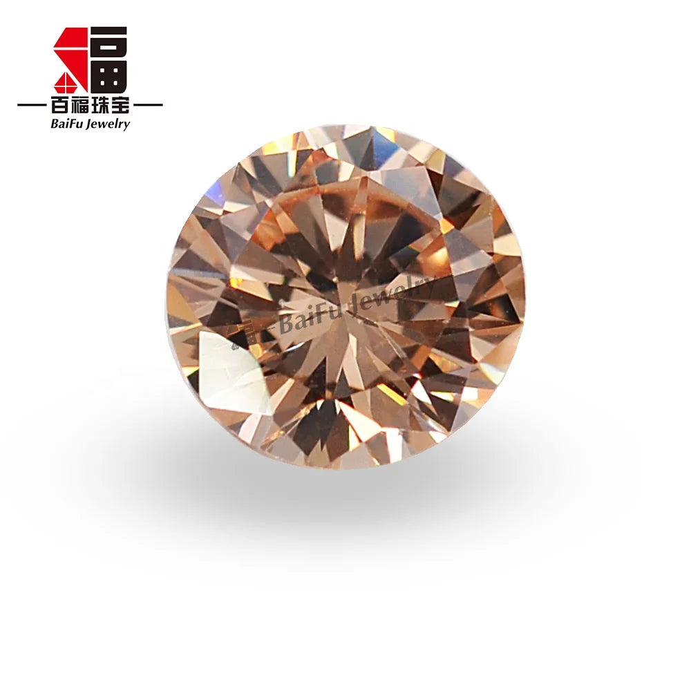 Baifu Jewelry Top Quality Loose Round champagne Cubic Zirconia