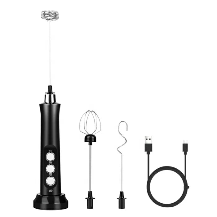 Professional Milk Frother 3 Speed Level Usb Recharging Milk Frother Handheld Foam Maker Stainless Steel Milk Frother with Stand