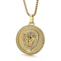 Kalen Vintage Mens Silver/Gold/Black Stainless Steel Lion Badge Pendant With Rhinestones