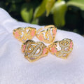 2022 New Design Custom Engraved 26 Letter Pave Zircon Initial Enamel DIY Colorful Rose Flower Adjustable Heart 18K Gold Ring