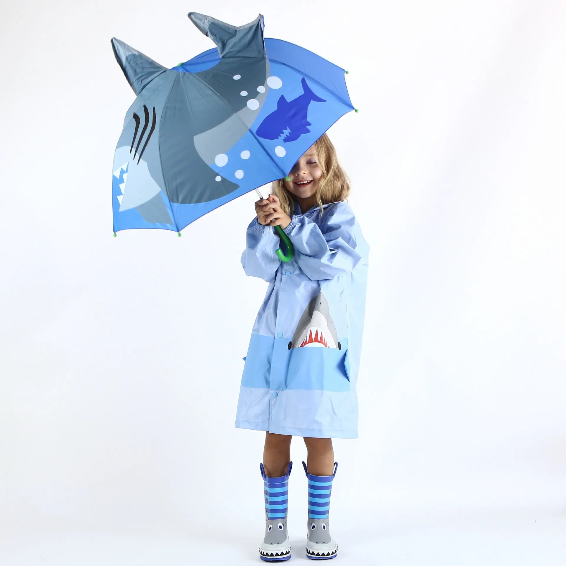 Kids Raincoat Umbrella Boots Kids Umbrella and Raincoat Fashion Rain Products Set