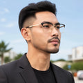 88216 Wholesale Levelnine Eyebrow Optical Titanium Eyeglass Frames for Eye Glasses Men