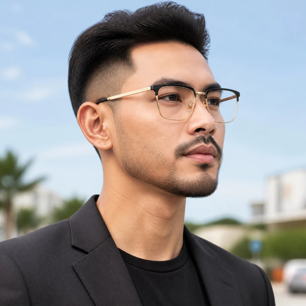 88216 Wholesale Levelnine Eyebrow Optical Titanium Eyeglass Frames for Eye Glasses Men