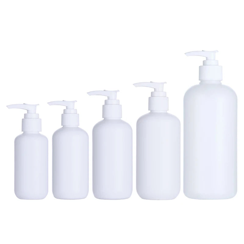 Lotion Pump Plastic Bottles 120ml 150ml 200ml 250ml 380ml 500ml 4OZ 5OZ 7OZ 8OZ 13OZ 16OZ Round HDPE White Cosmetic Packing MegaBDM