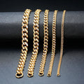 3-11mm No Nickel Jewelry Stainless Steel 14K 18k Mens Gold Curb Cuban Link Chain Necklace