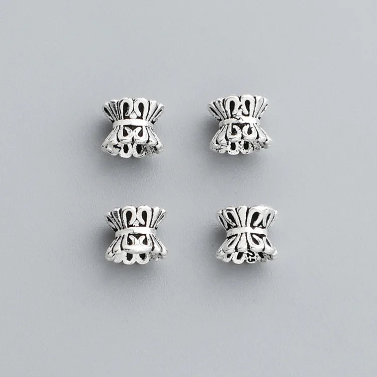 Grace 925 Sterling Silver Double Sided Flower Tray Beads for Bracelet Necklace Making Finding