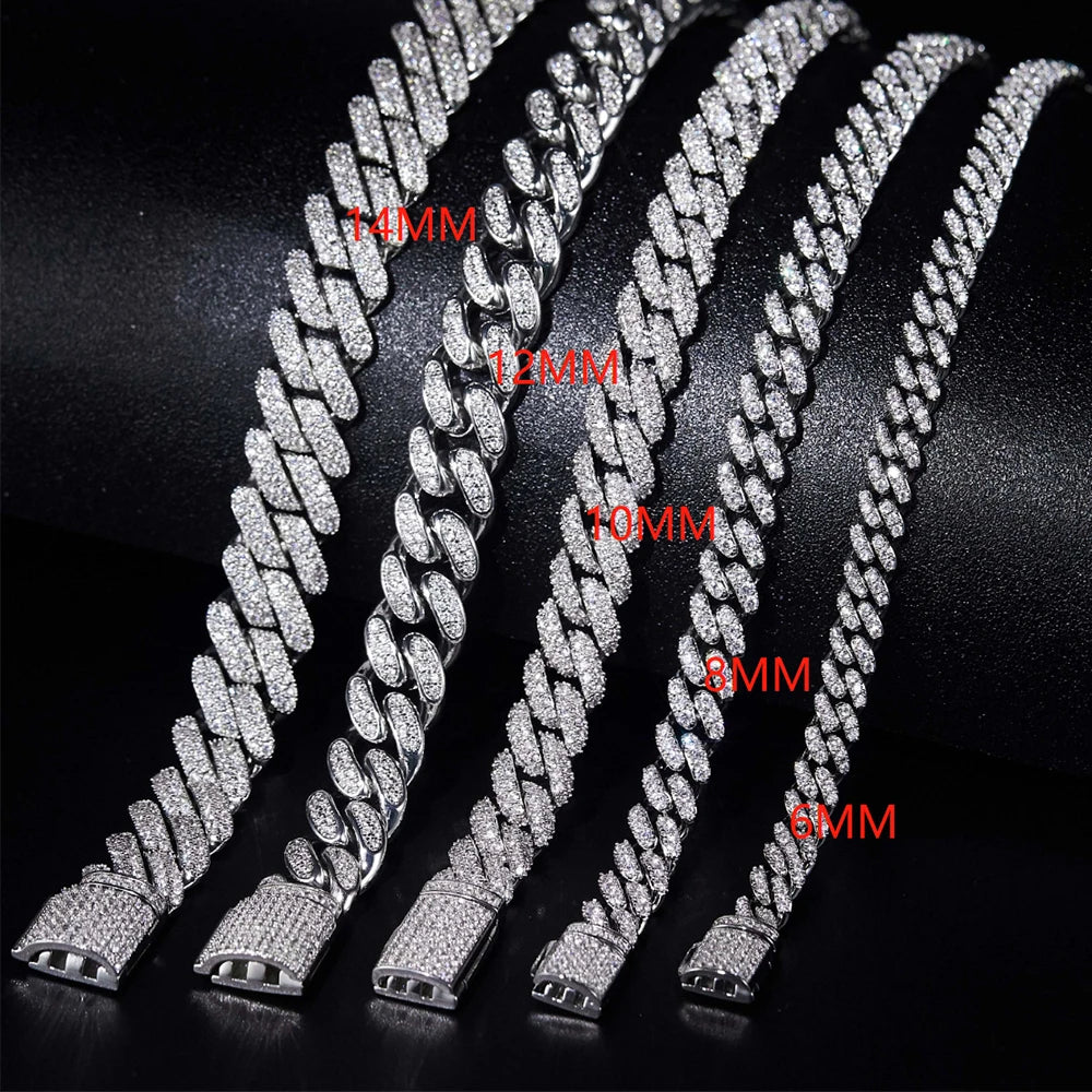 RINNTIN SMB07 Luxury Jewelry Moissanite Bracelet Cuban Link Chain 925 Sterling Silver DE Color Moissanite Diamond Bracelet