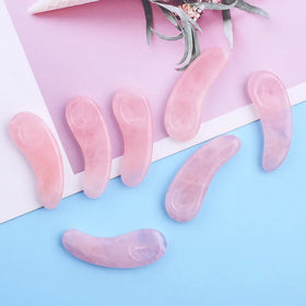 Natural Rose Quartz Crystal Eye Cream Spoon Crescent Crystal Makeup Scoop Spoons