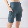 Custom LOGO Biker Shorts Women 6" Workout Shorts Women With Pockets High Waisted Yoga Running Gym Spandex Compression Shorts