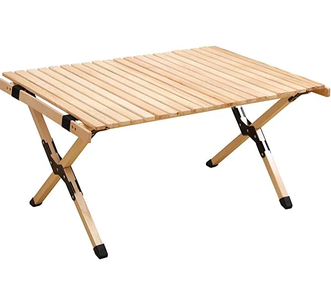 WOQI Folding Table Picnic Top Selling Camping Supplies Folding Table Roll Table Folding Egg Roll Wooden