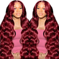 European and American Wig 13*4 Front Lace Hair Set Chemical Fiber Wine Red Big Wave Fluffy Wig High Temperature Silk Hair Set