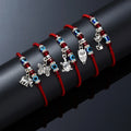 New Blue Evil Eyes Butterfly Heart Turtle Charm Red Rope Braided Diy Adjustable Bangle Bracelets