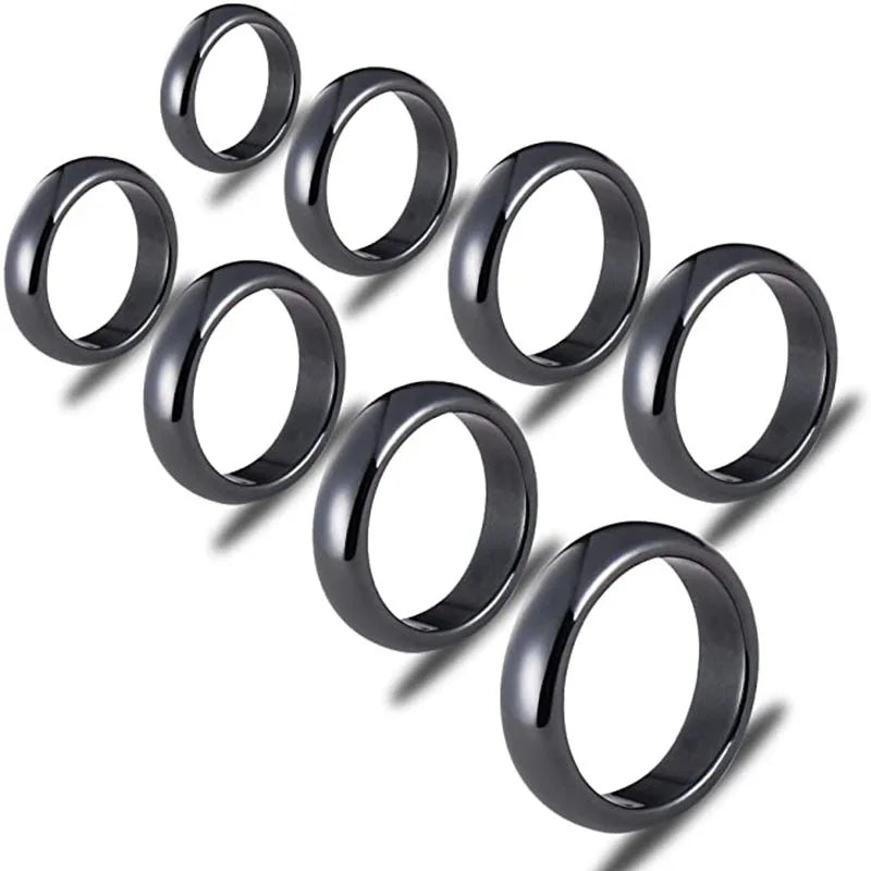 2022 Wholesale Single Stone Ring Designs Natural Gemstone Hematite Ring Smooth Cut Face Non-magnetic and Magnetic Hematite Ring