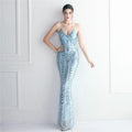 19329# Positioning Floral Halter Party Sequin Dress Long Banquet Slim-fit Evening Dress Temperament