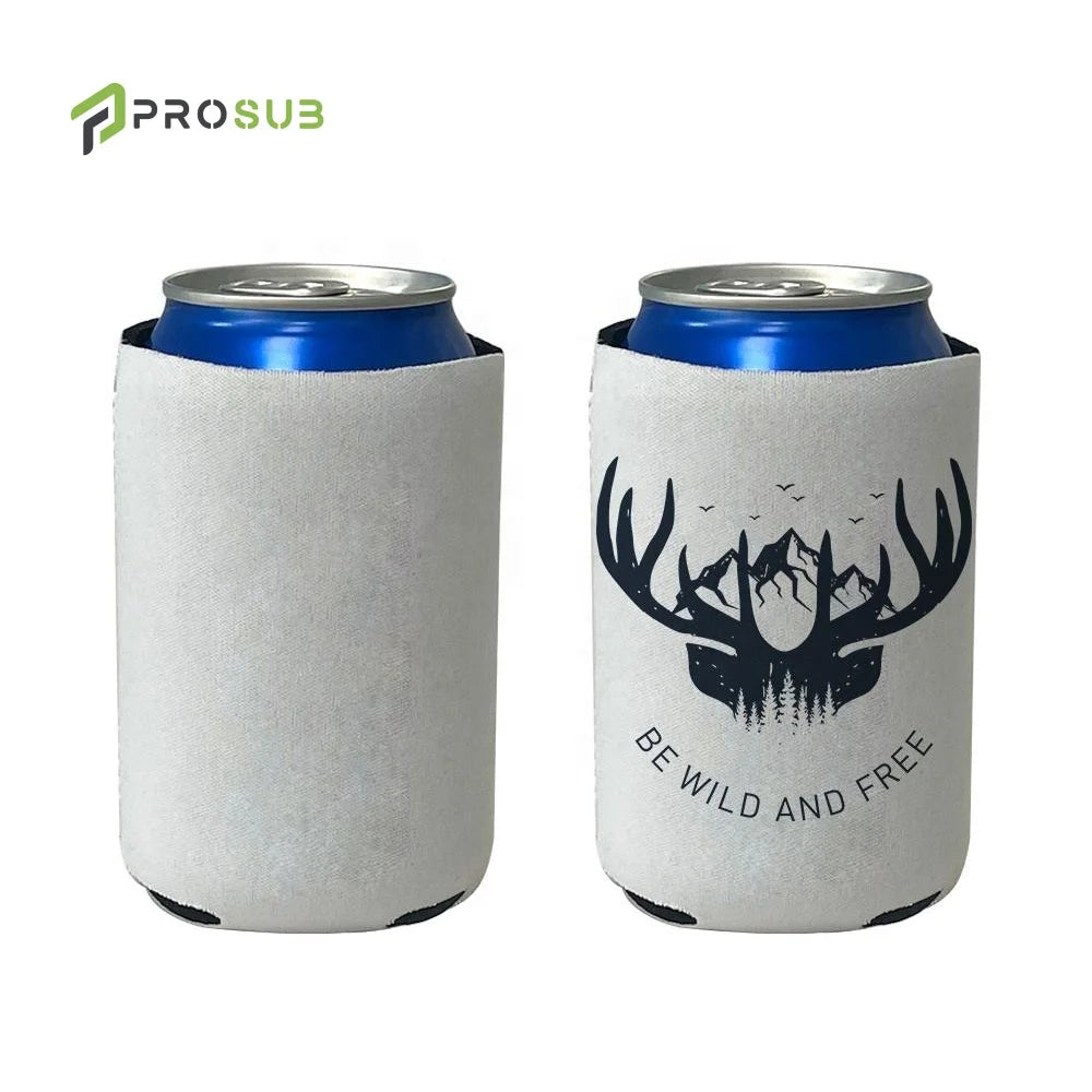 Prosub 12 oz Sublimation Beer Can Bottle Cooler Sublimation Blank Neoprene Stubby Holder Foldable Drink Sublimation Can Cooler