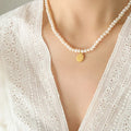 New Trend 18k Gold Plated Stainless Steel Jewelry Square Oval Pendant Bead Full Freshwater Pearl Necklace for Woman