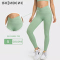 SHINBENE Ladies Cross Waist Yoga Pants V Cut Fitness Sport Leggings With Pocket