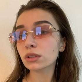 Summer UV400 Eyewear Newest Women Men Rimless Cycling Fashion Small Rectangle Sunglasses