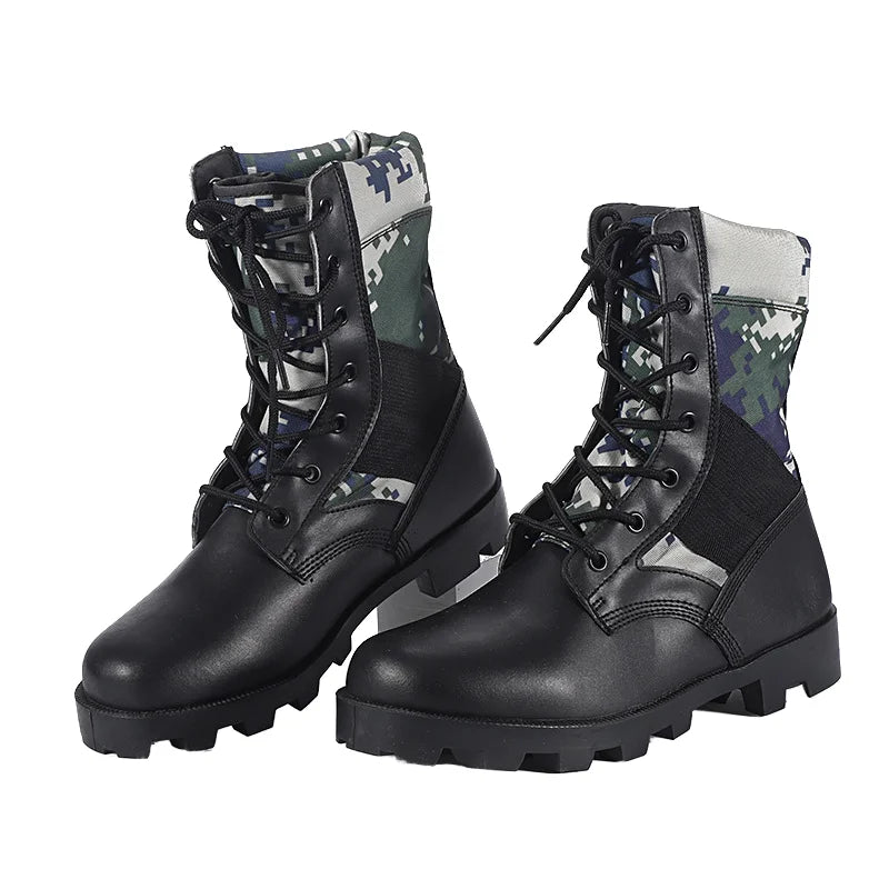 CXXM Men's High-Top Tactical Boots Breathable Zip Closure Outdoor Hiking Training for Desert Jungle Cross-Country Made High