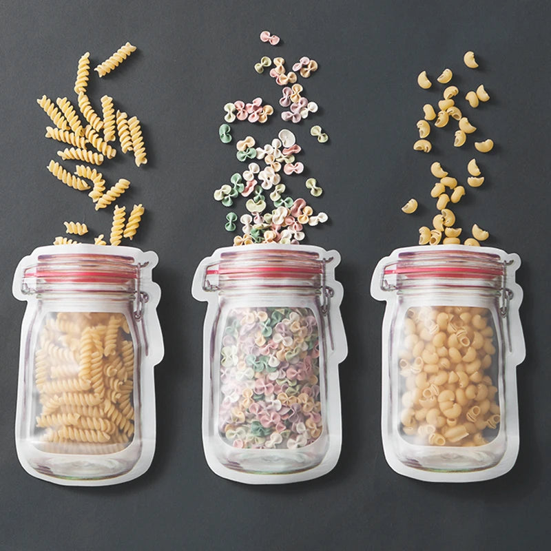 New Design Plastic Mason Jar Shaped Bag Stand up Ziplock Food Packaging Bag with Custom logo