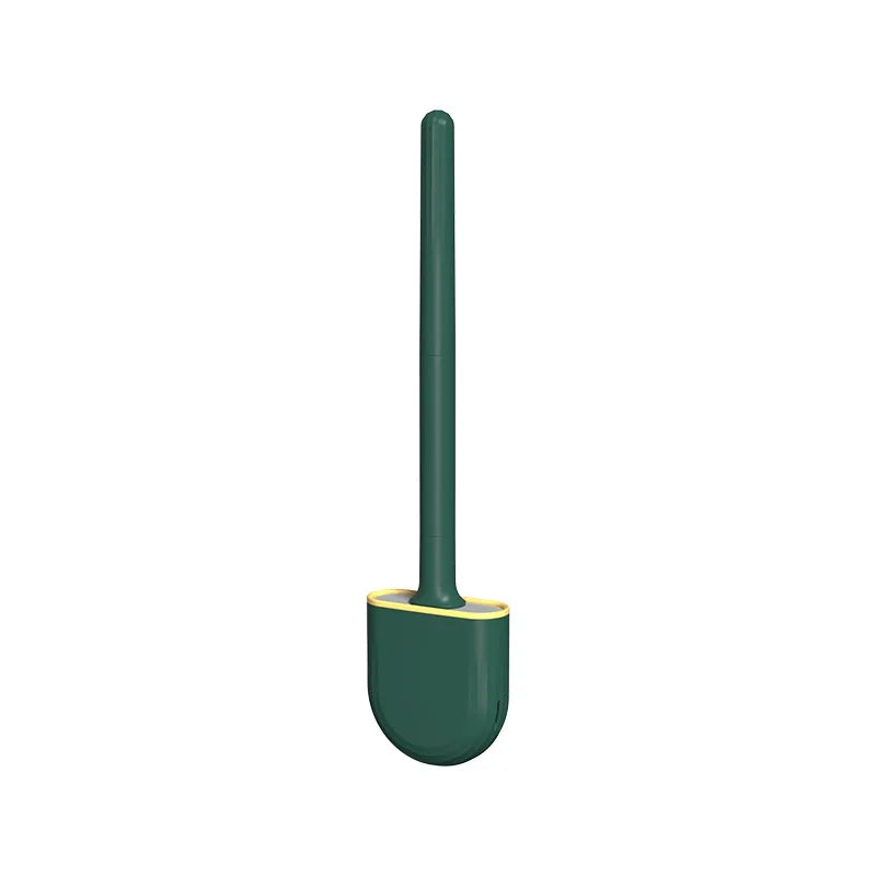 Silicone Flex Toilet Brush with Holder Set Wall Toilet Wand No-Slip Long Handle Silicone TPR Bristle Clean Toilet Corner Easily