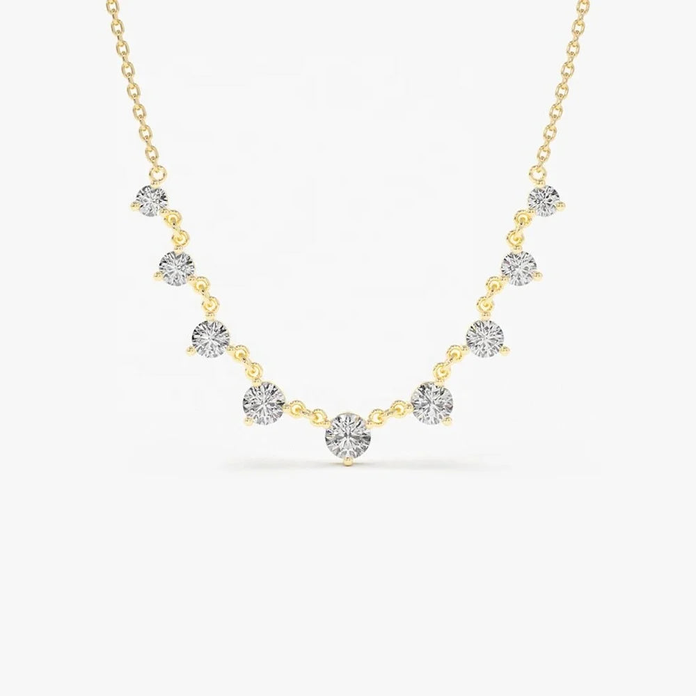 LOZRUNVE 925 Sterling Silver Diamond CZ Graduating Charm Necklace Choker for Women