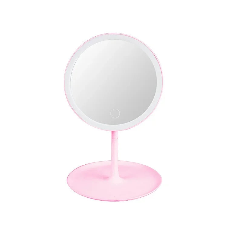 Wholesale Desktop Cute Makeup Mirror Adjustable Touch Dimming Led Make up Mirror With Lights