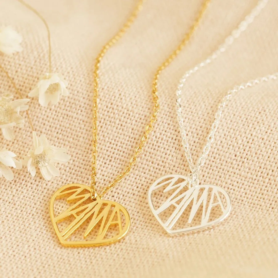 Wholesale Stainless Steel Gold Plated Jewelry Mama Heart Necklace Fashion Waterproof Heart Pendant Necklace for Women