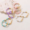 Minimalist Geometric 18K Gold Plated Hoop Earrings Ladies Stainless Steel Jewelry Custom Color Enamel Drip Bamboo Hoop Earrings