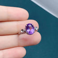 Wholesale 925 Sterling Silver Name-Stamped Ring Customizable Natural Amethyst Oval Cut Classic Accessories for Weddings Parties