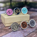 Personalized Cufflinks Laserable Leatherette Wedding Cufflink for Men Custom Engraving Cufflink