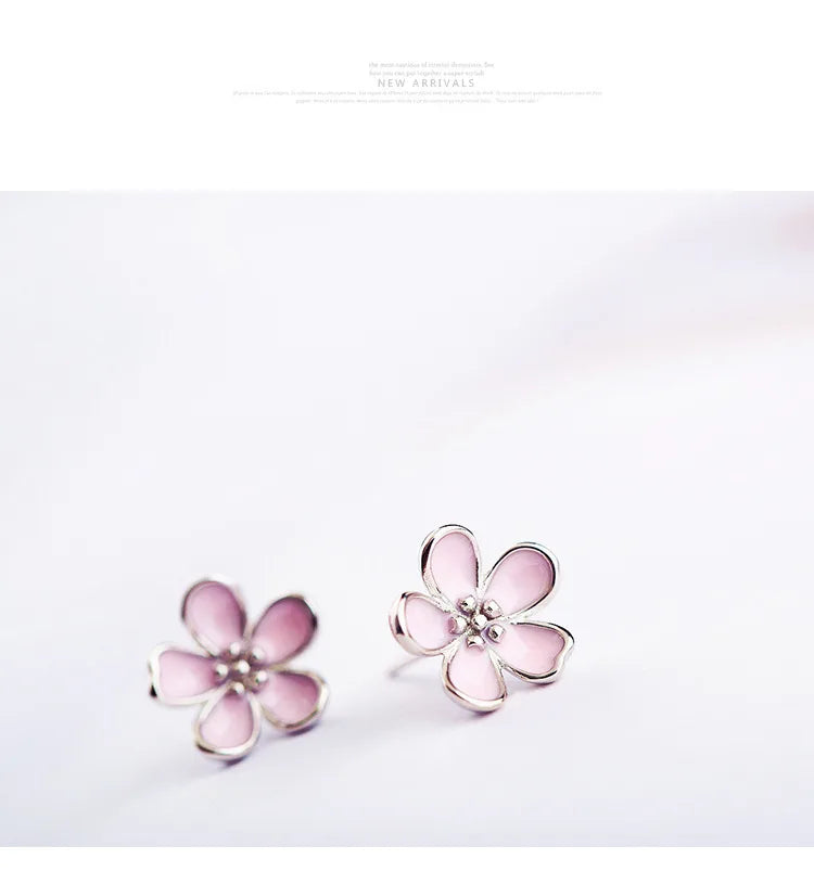 Reeti 925 Sterling Silver Flower Stud Earrings for  Elegant Wedding Jewelry Pendientes Mujer Moda